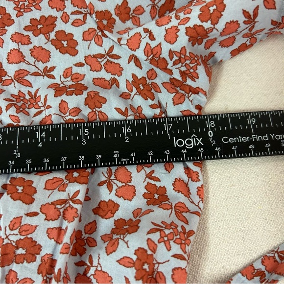 Madewell Dress Women's Medium Blue Burnt Orange Floral Wrap - Picture 12 of 12